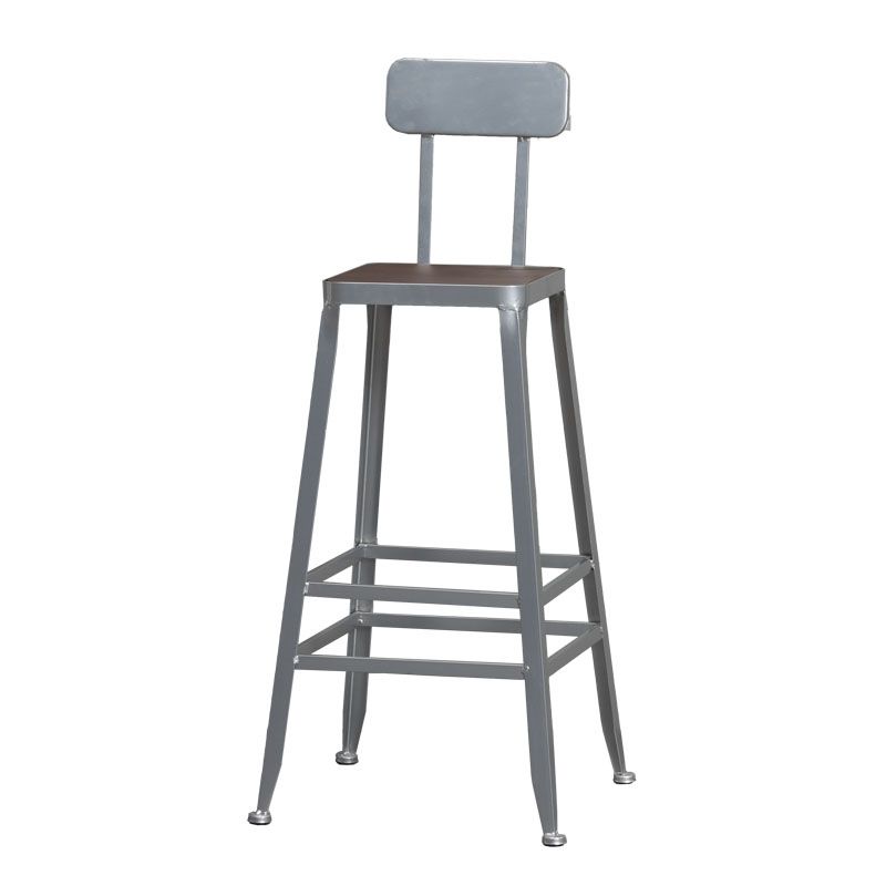 Industrial Style Wood Top Barstool Indoor Black 4 Legs Bar Stool for Coffee Shop