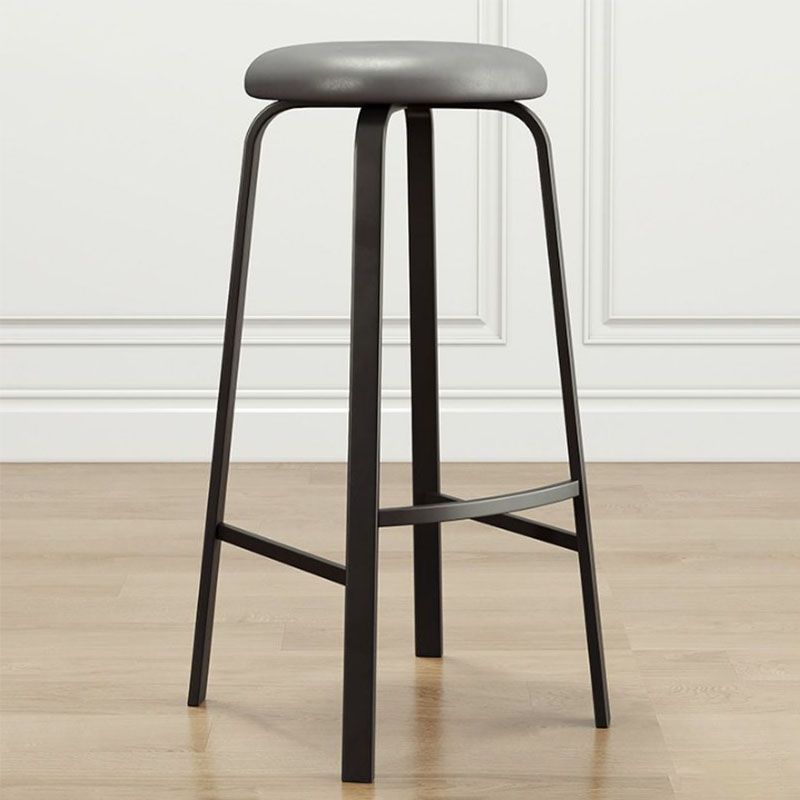 Modern Stackable Footrest Barstool Matte Finish Upholstered Home Stool