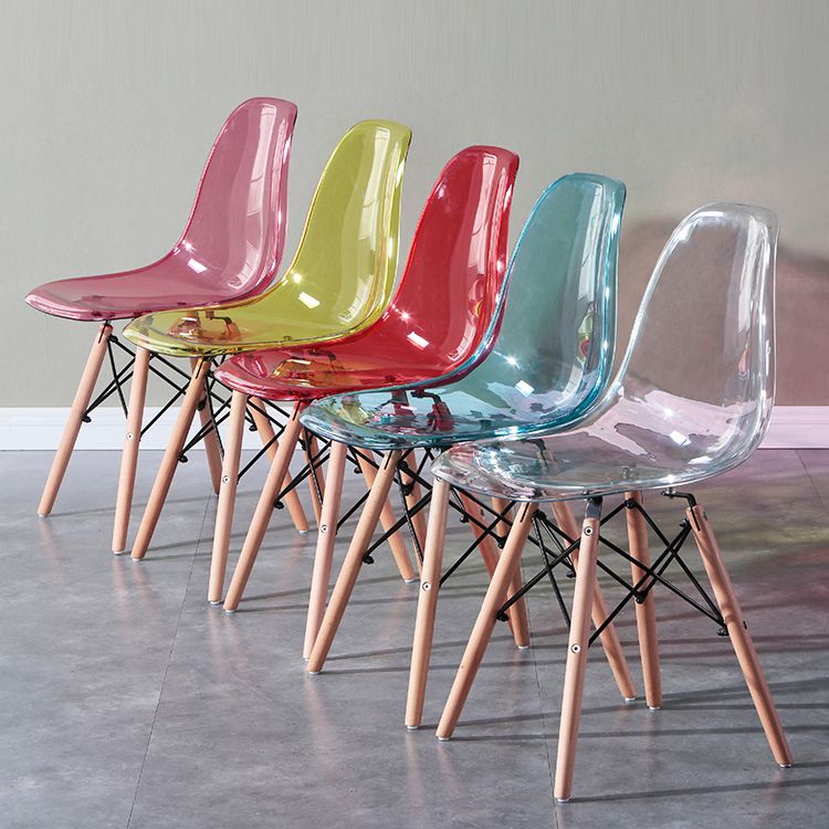 Glam Style Acrylic Side Chair Transparent Armless Dining Chairs for Home