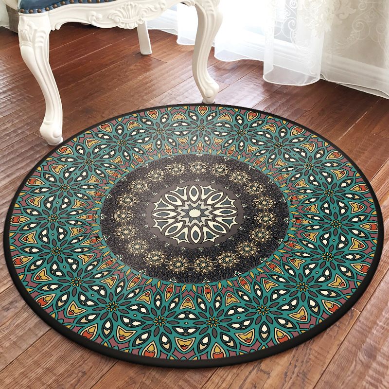 Traditional Multi Color Moroccan Rug Polypropylene Mandala Area Carpet Anti-Slip Machine Washable Stain Resistant Rug for Rome