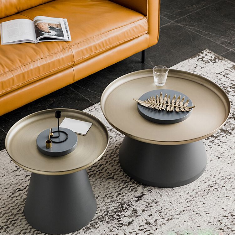Mid-Century Pedestal End Table Round Metal Side Table for Living Room