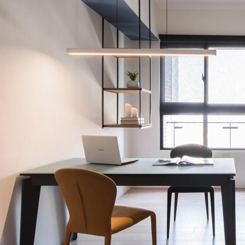 Modern Rectangle Island Lamps 1-Head Restaurant Pendant Light Fixtures with Acrylic Shade