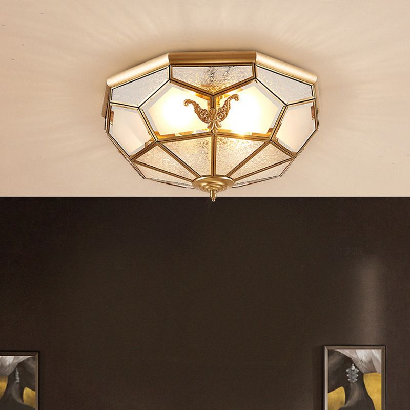 Plafonnier en laiton et verre givré, plafonnier en cuivre de Style rétro colonial pour le salon