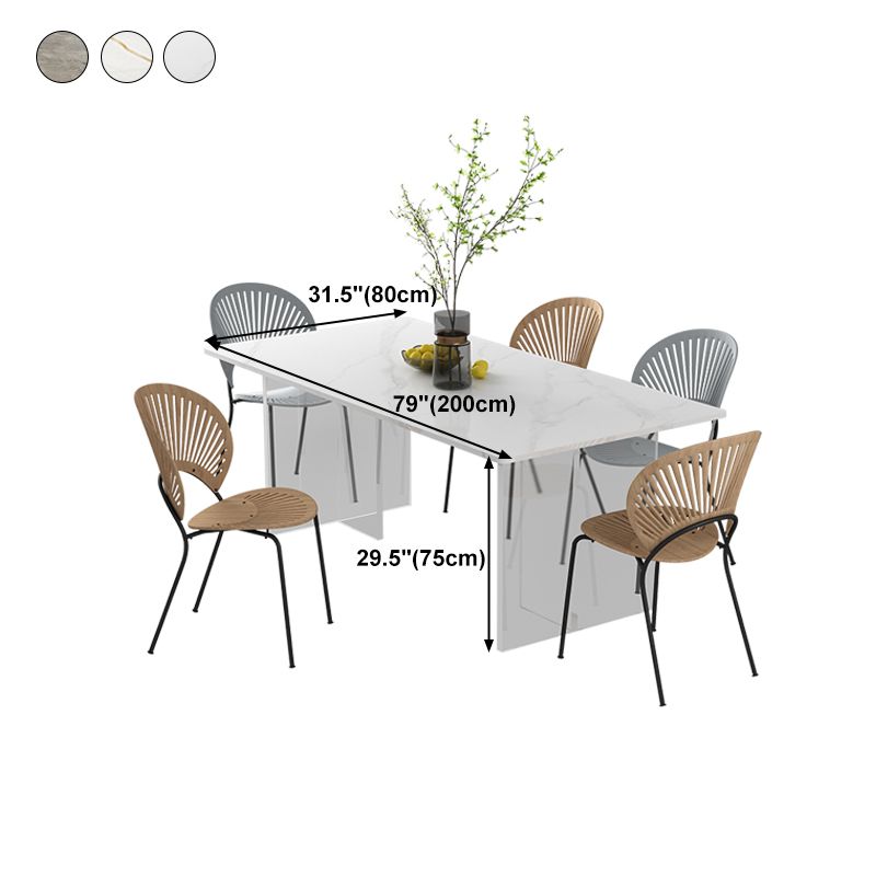 Modern Stone Top Dining Table Rectangle Acrylic Base Counter Dining Table