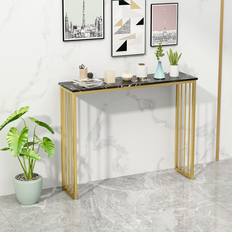 Modern Bar Dining Table Rectangle Bar Height Cocktail Table in Iron Base