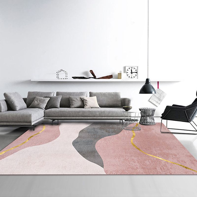 Tapis de couleur rose en Polyester, moderne, avec envers antidérapant, pour la décoration de la maison