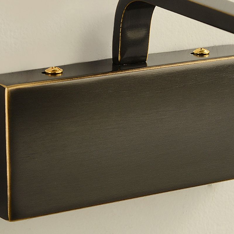 Single Light Metal Linear Wall Lighting Modern Style Mirror Wall Mounted Light Fixture in Black