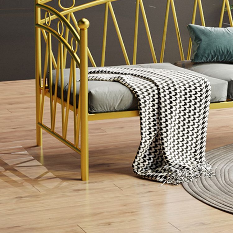 Scandinavian Iron Frame Daybed with Open-Frame Headboard and Guardrail