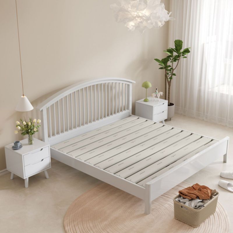 Scandinavian Slat Solid Wood with Headboard Mattress Included Arched Slat Bed