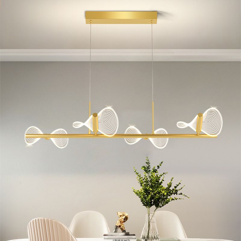 Minimalistische LED Island Lampe Bogenknotenform hängende Licht mit Acrylschatten für Esszimmer