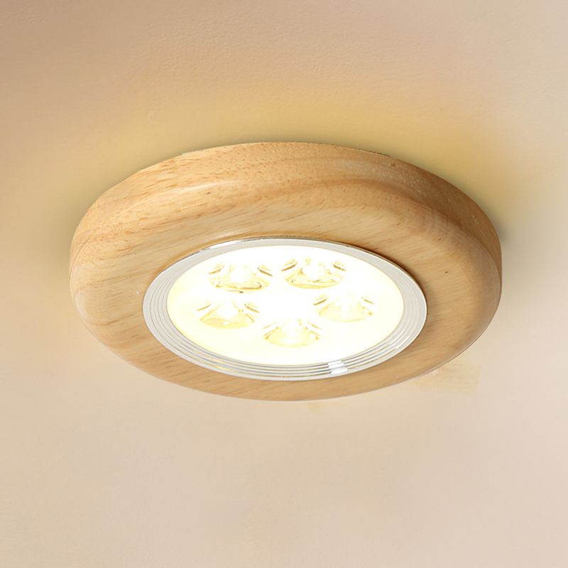 Plafonnier LED pour couloir circulaire, luminaire de plafond en bois de Style concis moderne