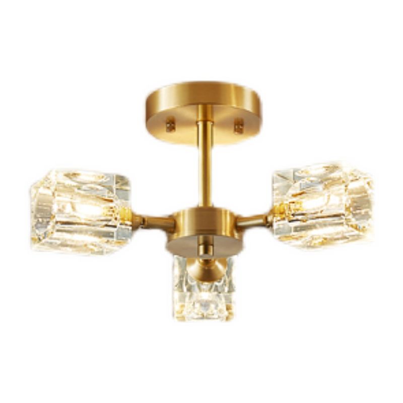 Crystal Geometrische Flush Plafond Licht Modern Multi-Lights Flush Mount Verlichting in Brass