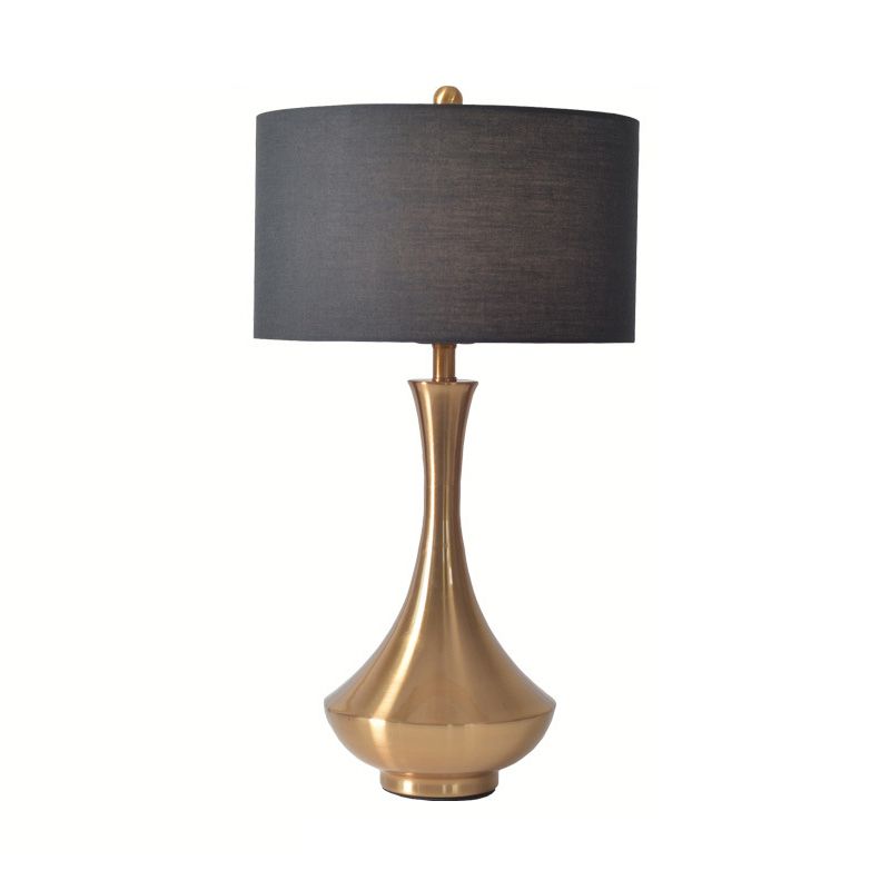 Grau/schwarzer Zylinderstudie Lampe Traditionelle Stoff 1 Kopflesebuchlicht mit Silber/Gold -Glas Basis