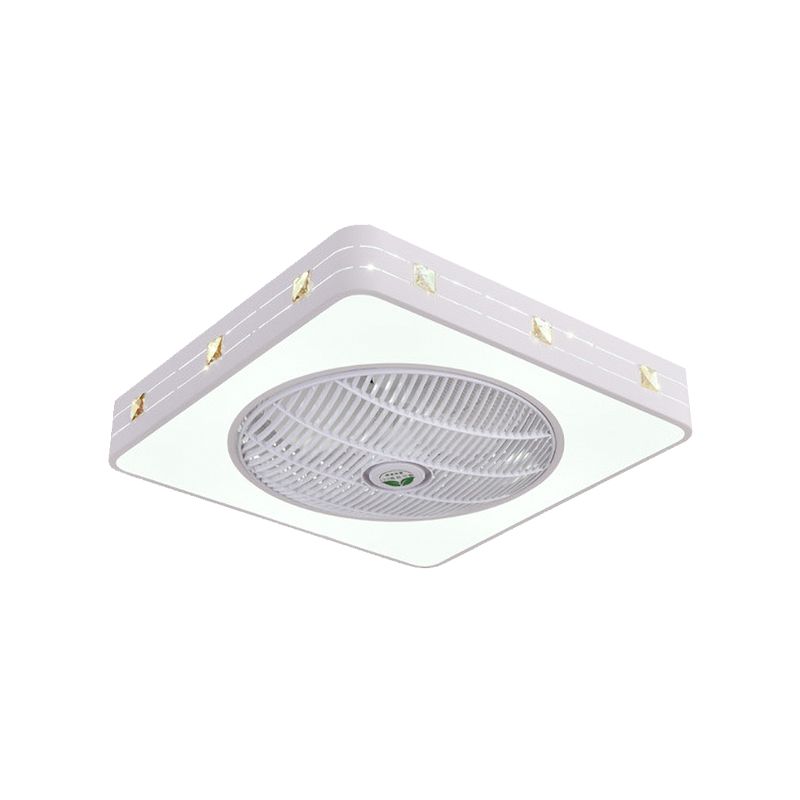 21,5 "" LED de large LED à chasse à chasse plafonnier plafond moderne Métal de métal de la lampe à fans suspendue en blanc, 3 lames