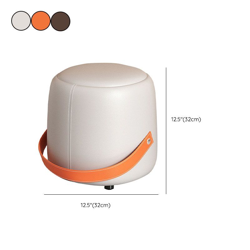 Modern Pouf Ottoman Faux Leather Upholstered Portable Ottoman