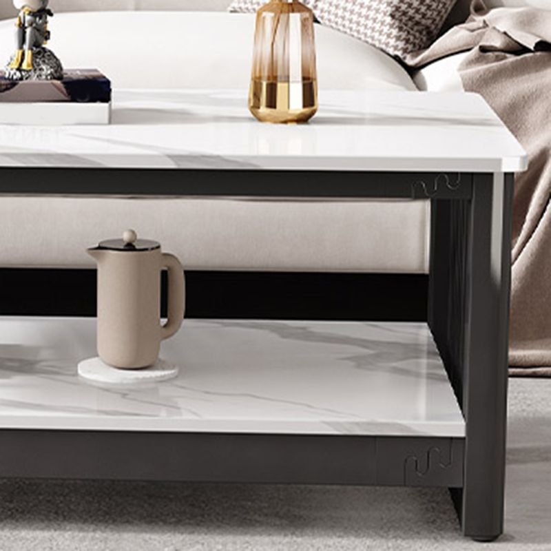 Slate 4 Legs Coffee Table Rectangle Single Coffee Table with Shelf