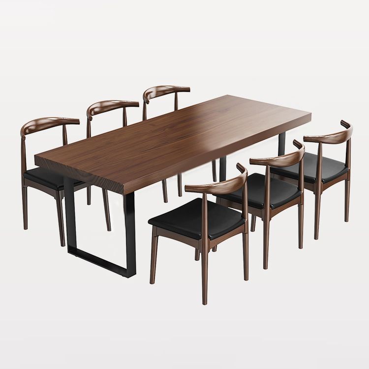 Industrial Solid Wood Rectangle Shape Dining Furniture 2 Wood Legs Table Formal for Home