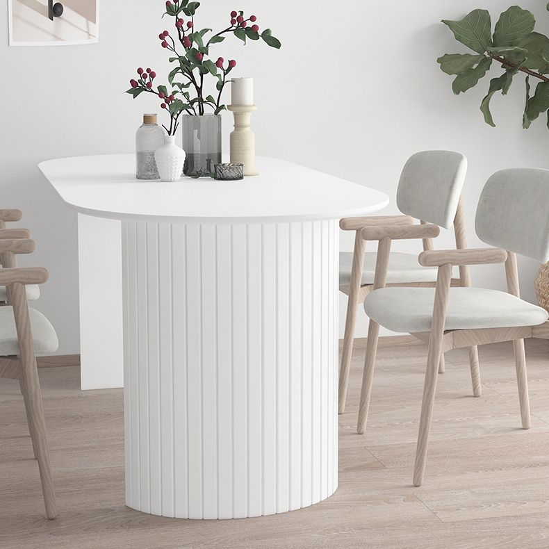 Stone Top Table Contemporary Dining Table with Sled Base in White