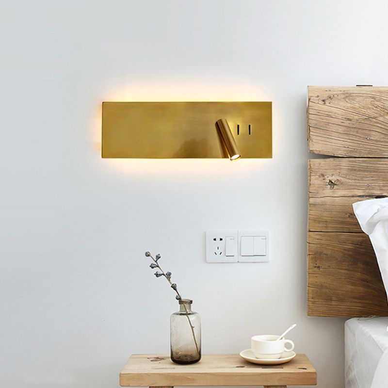 Estilo moderno simplicidad lámpara de lectura led led de lectura rotatable diseño de montaje en la pared con base de metal rectangular