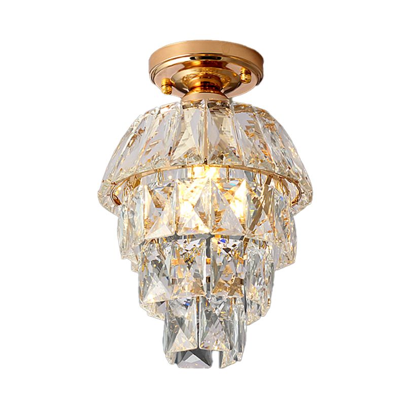 Modern Simple Crystal Ceiling Light Cylinder Shape Ceiling Lamp for Bedroom