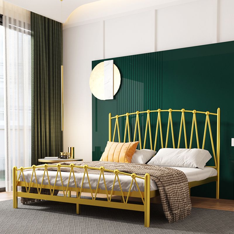 Glam Solid Color Open-Frame Bed Metal Open-Frame Bed with Metal Legs