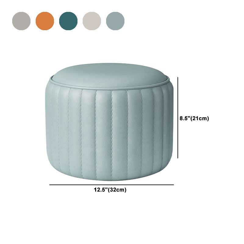 Contemporary Plain Ottoman Faux Leather Round Footstool Ottoman