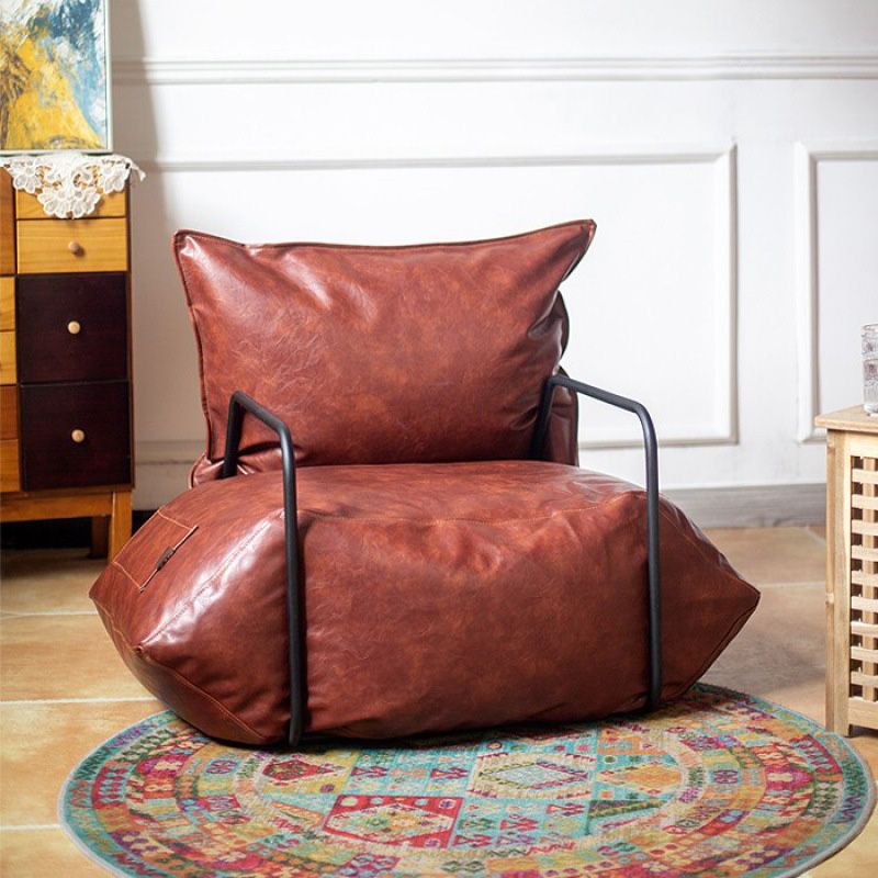 Faux Leather Chair with Square Arms and Storage Chair for Living Room