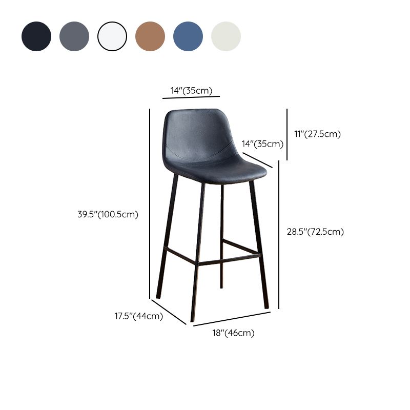 Faux Leather Armless Counter Stool Modern Style Low Back Bar Stool for Indoor