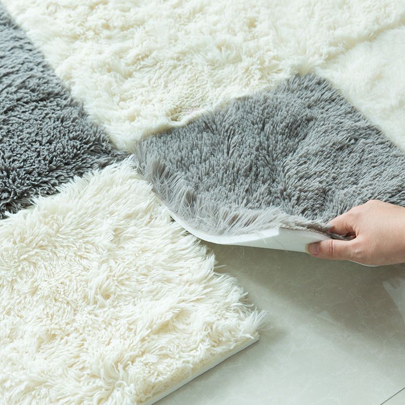 Modern Carpet Tiles Interlocking Color Block Shag Carpet Tiles