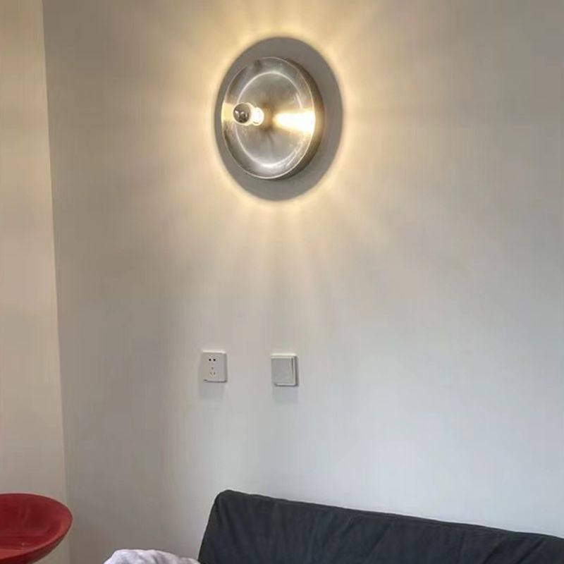 Metal Round Wall Sconce Single Light Contemporary Wall Light in Chrome / White / Orange