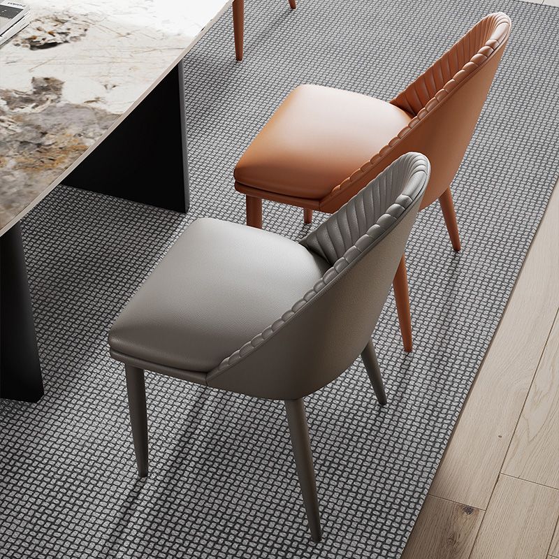 Silla de comedor de metal de estilo moderno, silla auxiliar sin brazos para cocina (juego de 2)
