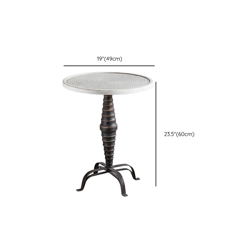 French Rustic Round End Table Metal Pedestal Accent Side Table