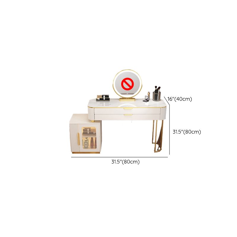 Glam Style Vanity Dressing Table with 2 Drawers and Stone Top