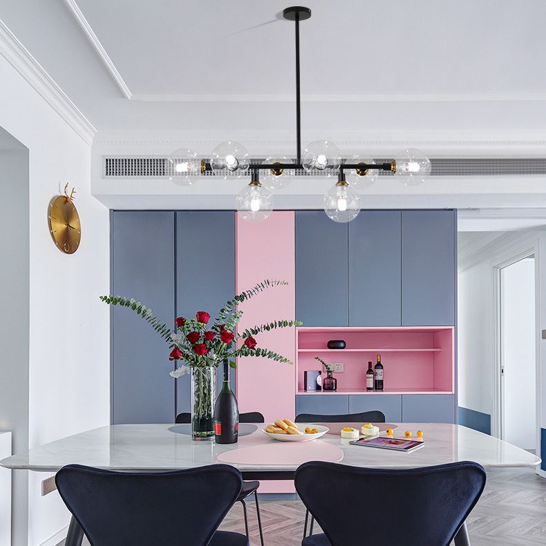 Kitchen Island Pendant Light Nordic Style Island Lighting Fixture with Orb Glass Shade