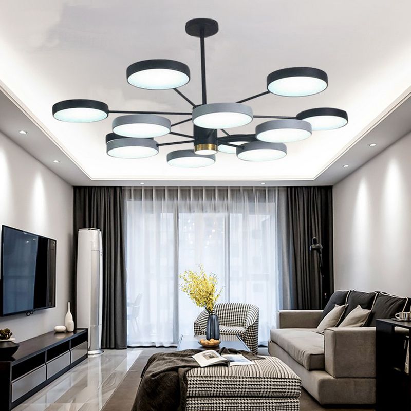 Metal Circles Pendant Lighting Fixture Minimalist Style LED Chandelier Lighting