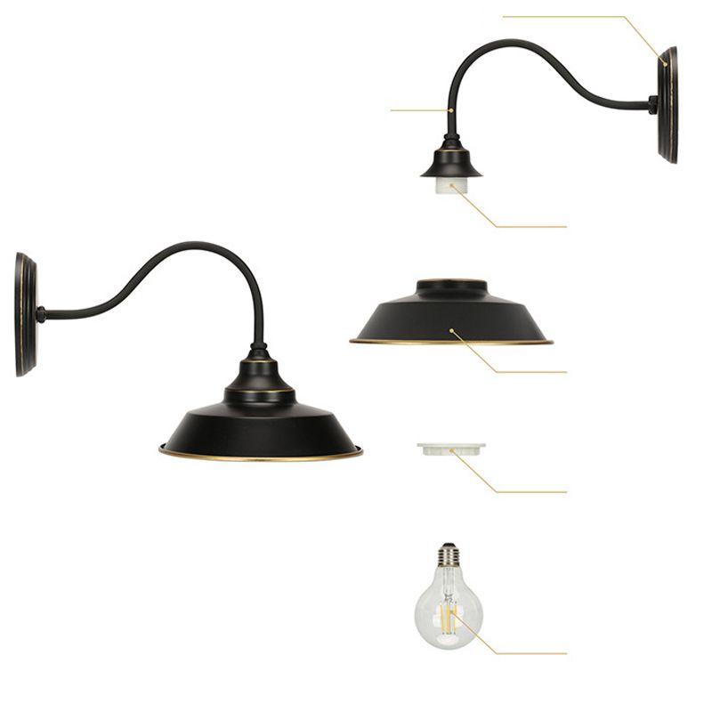Metal Geometric Shape Wall Light Industrial Style 1 Light Wall Light Sconce in Black