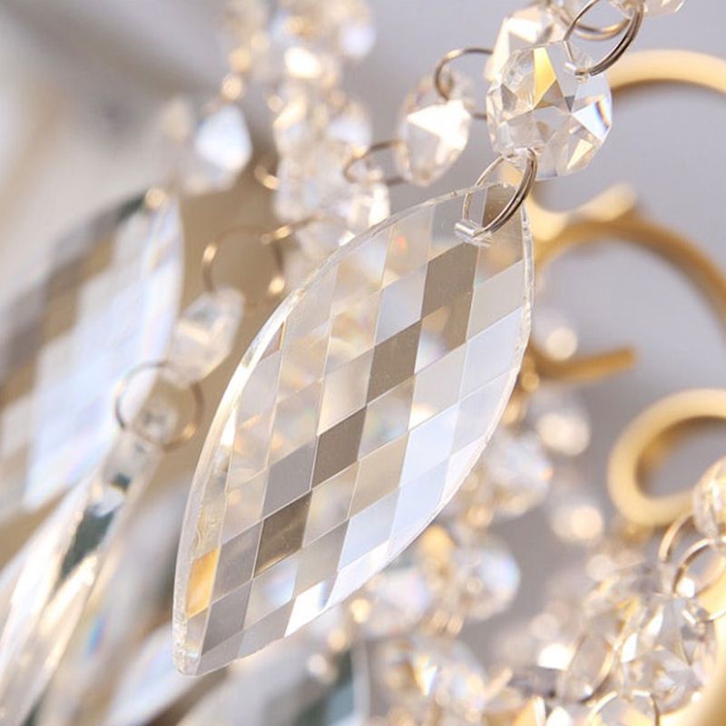 Luz de montaje semi de montaje dorado armado doblado 1 Luz de la luz de techo tradicional con gotas de cristal