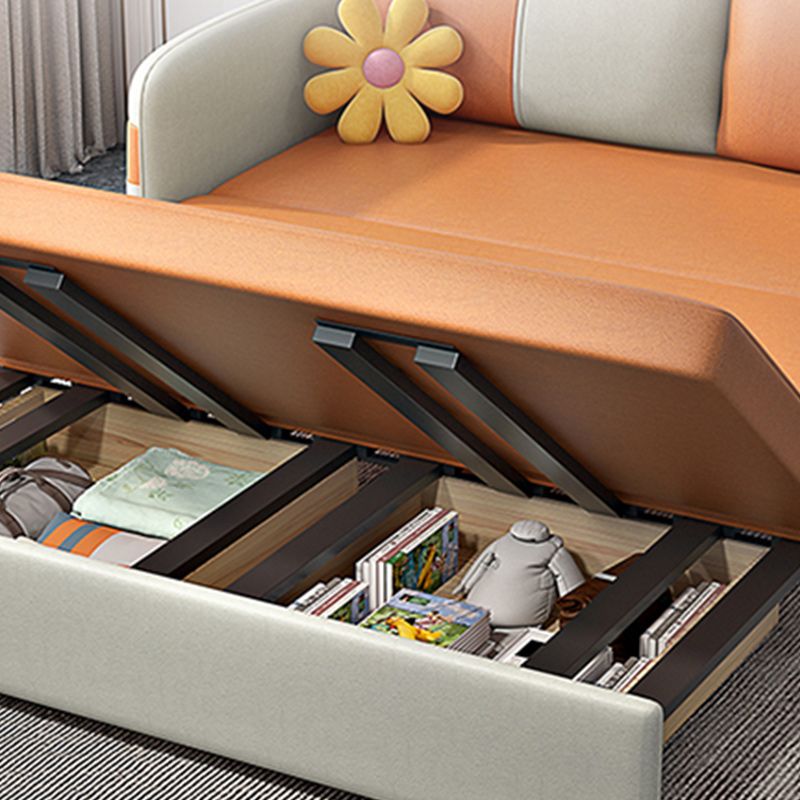 Scandinavain Futon Sofa Bed Faux Leather Storage Futon with Mattress