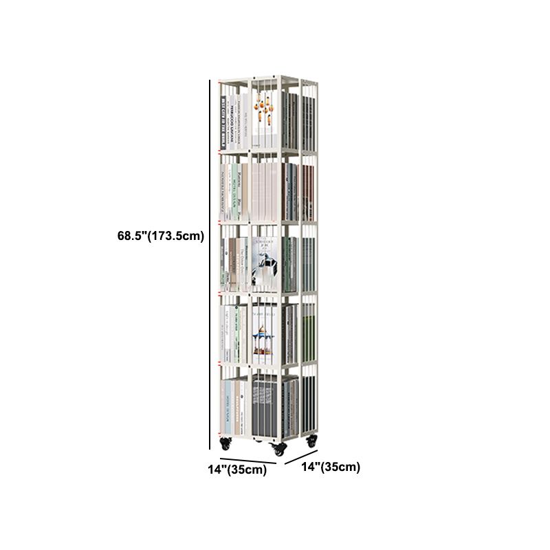 Modern Metal Bookshelf Pure White Standard Open Shelf Vertical Bookcase