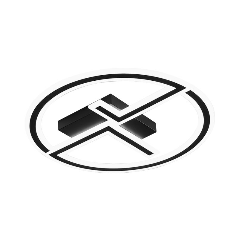 Lámpara de techo empotrada de anillo y doble L Luz empotrada LED acrílica moderna en negro