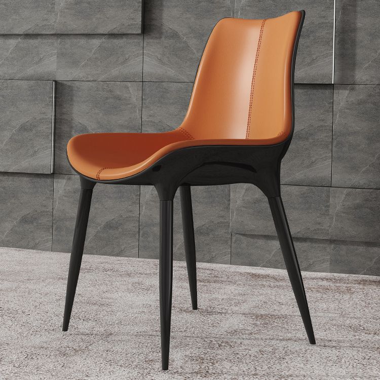 Sillas de comedor de cuero de estilo moderno, sillas tapizadas con respaldo sólido (juego de 2)
