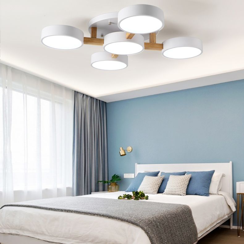 Lámpara de techo LED creativa moderna, soporte semiempotrado de macarrón geométrico de hierro forjado con pantalla acrílica