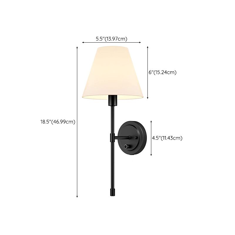 Contemporary Bath Sconce 1 - Light Iron & Fabric Bathroom Vanity Lighting in Black