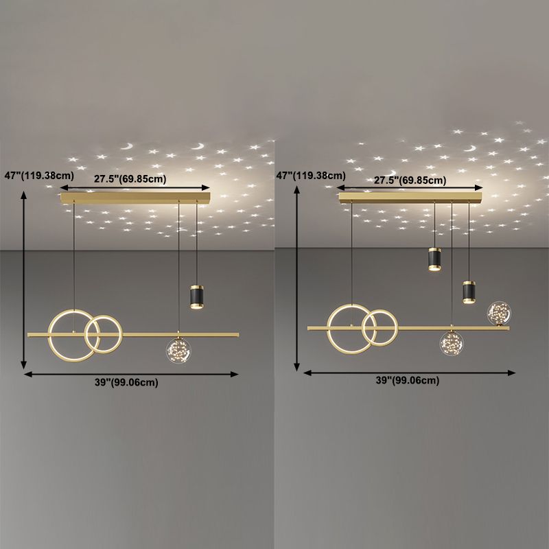 Modern Romantic Starry Island Lamp Clear Glass Dining Room LED Suspension Light