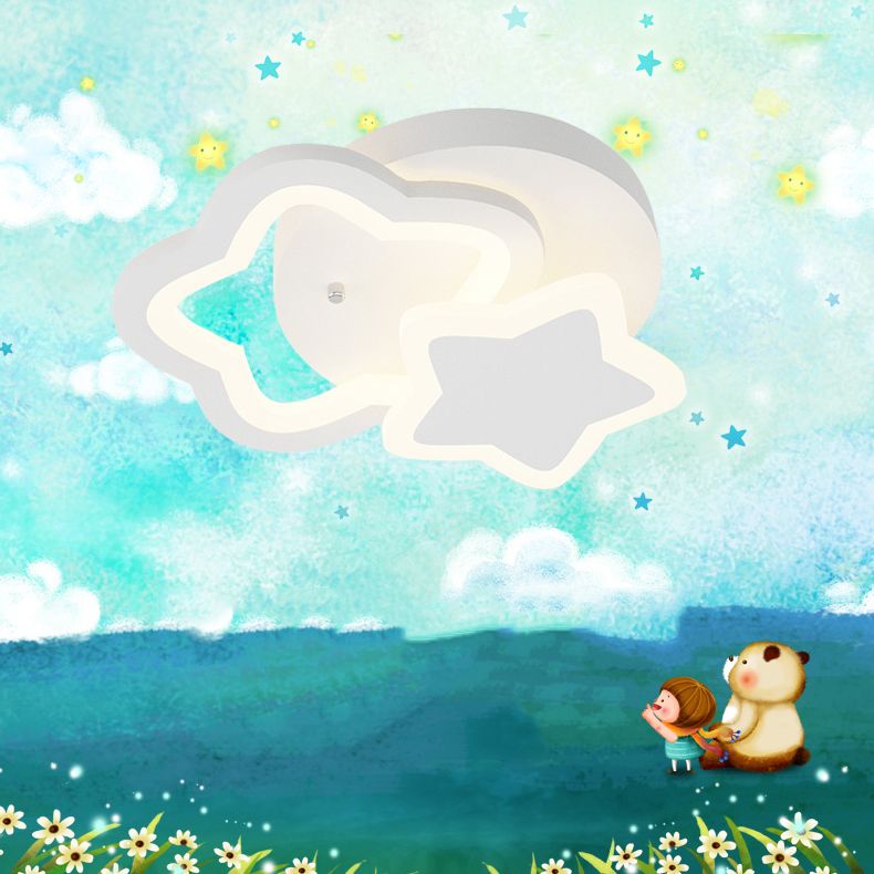 Kids Style Unique Shape Wall Lights Metal 2 Light Wall Mount Lights in White