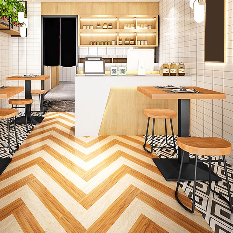 Metal Industrial Dining Table Pine Wood Top Table with Pedestal Base