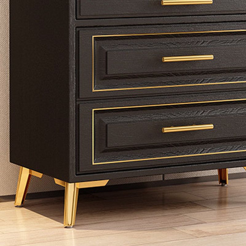 Contemporary Black Chest Glass Paned Accent Cabinet with Drawer