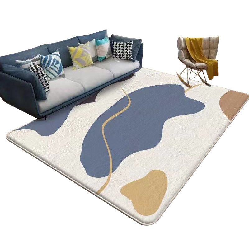 Beige Color Piece Rug Polyester Nordic Rug Non-Slip Backing Rug for Living Room