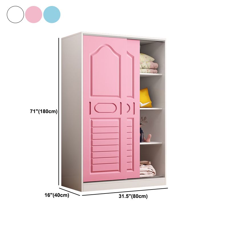 Contemporary Wood Wardrobe 2-Door Wardrobe Closet for Bedroom