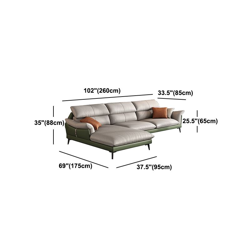 Pillow Arms Contemporary Stain-Resistant Faux Leather Sofa & Chaise